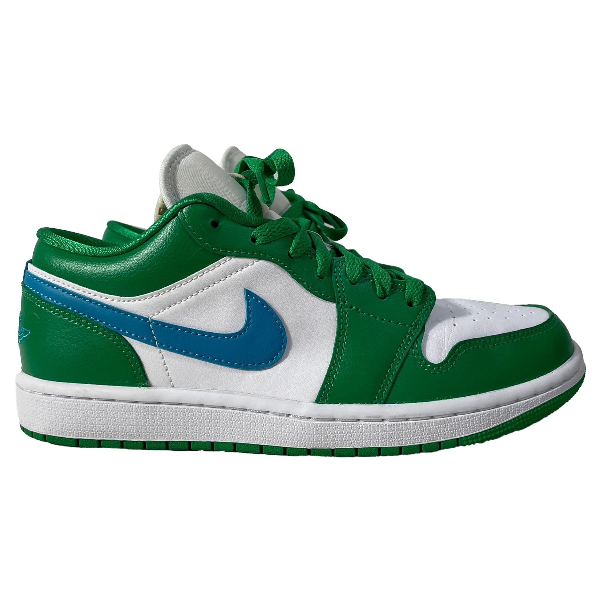 Nike Jordan 1 Low Lucky Green/Aquatone Sneakers in Green Leather