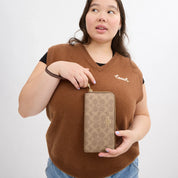 Coach Outlet Long Zip Around Wallet In Signature Canvas