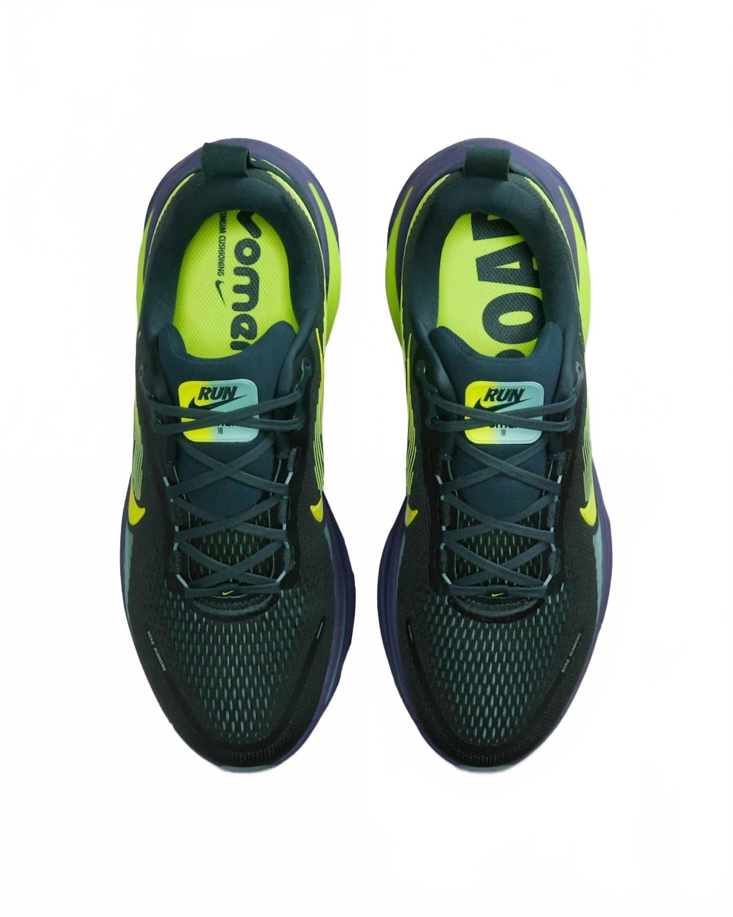 Men's Vomero 18 Road Running Shoes In Seaweed Cannon Sanded Purple Volt