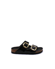 Women's Arizona Big Buckle Narrow Sandal In High Shine Black