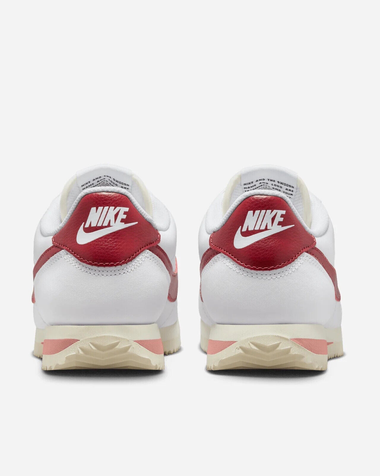 Women's Nike Cortez DN1791-103 Sneaker White Red Leather Lace Up Lifestyle Shoes