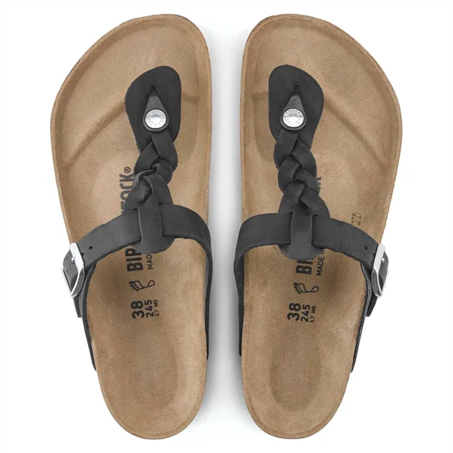 Women's Gizeh Braid Thong Sandal In Black Oiled