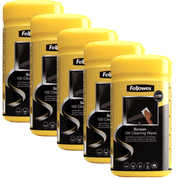 5 Tubs Fellowes Screen Cleaning Wipes Tub 100