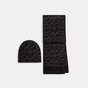 Coach Outlet Signature Metallic Beanie And Muffler Gift Set