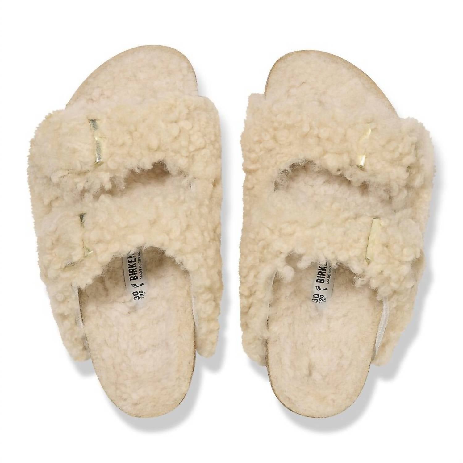 Kids Arizona Shearling Sandals Narrow In Teddy Eggshell