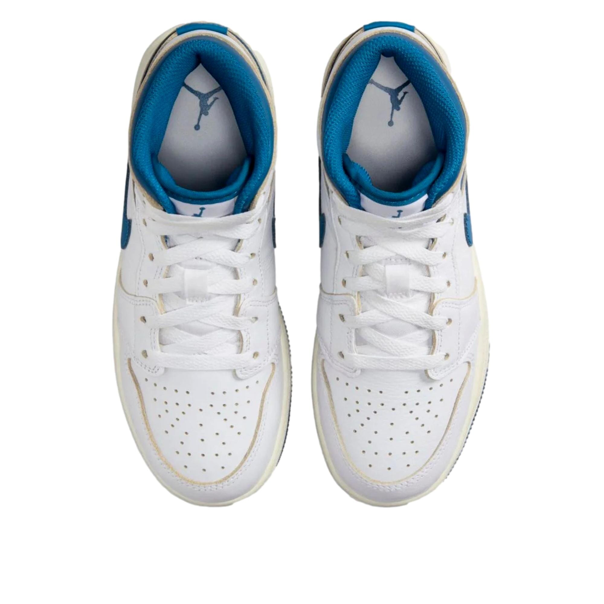 Nike Air Jordan 1 Mid SE White / Industrial Blue - Sail  FN7432-141 Grade-School