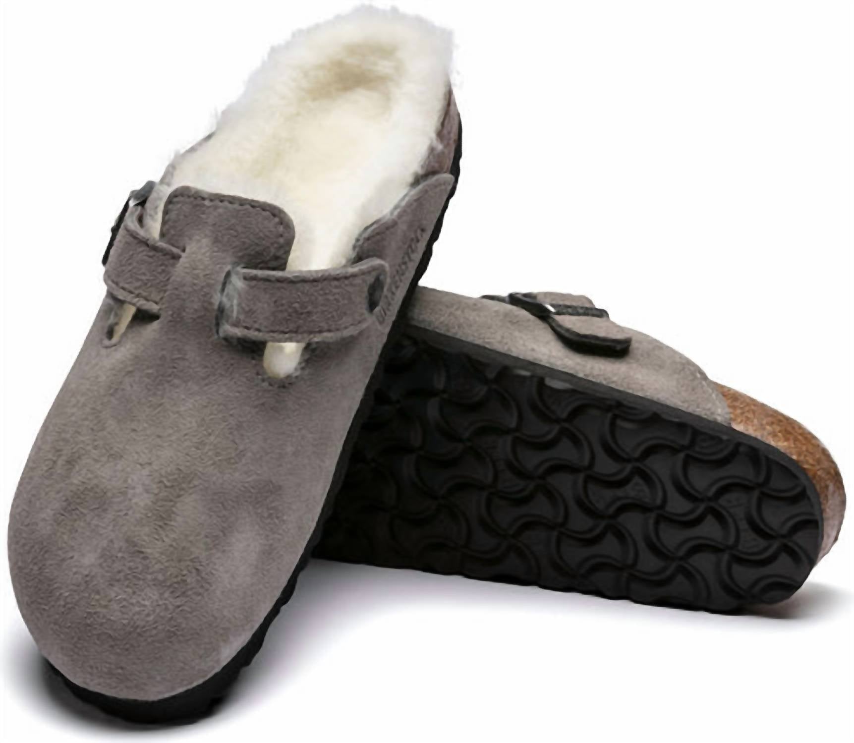 Women's Boston Shearling Clogs In Stone Coin