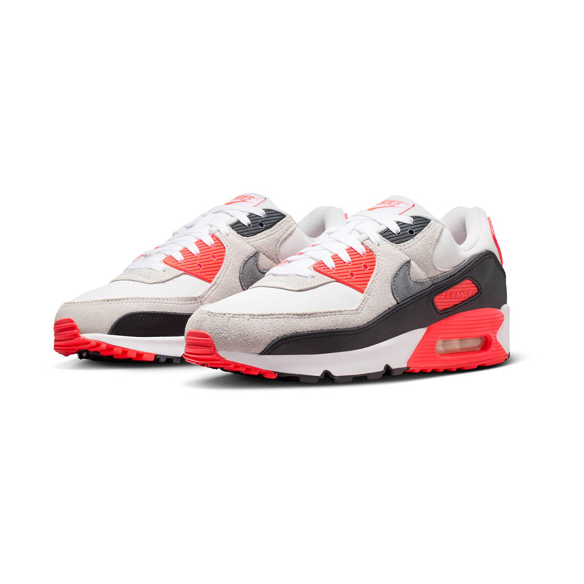 Mens Nike Air Max 90 White/Particle Grey-Lt Smoke Grey-Black
