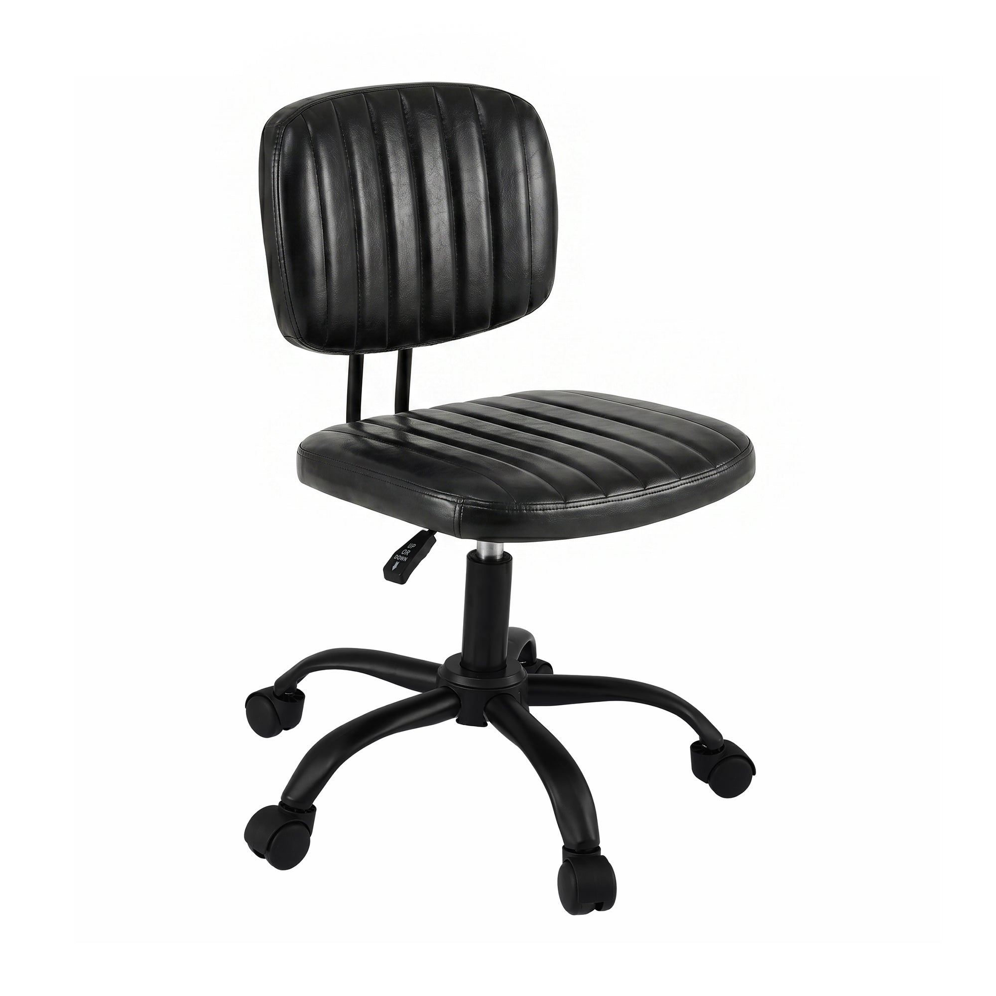Artiss Armless Office Chair Ergonomic Swivel Home Office Desk Chair PU Leather Black