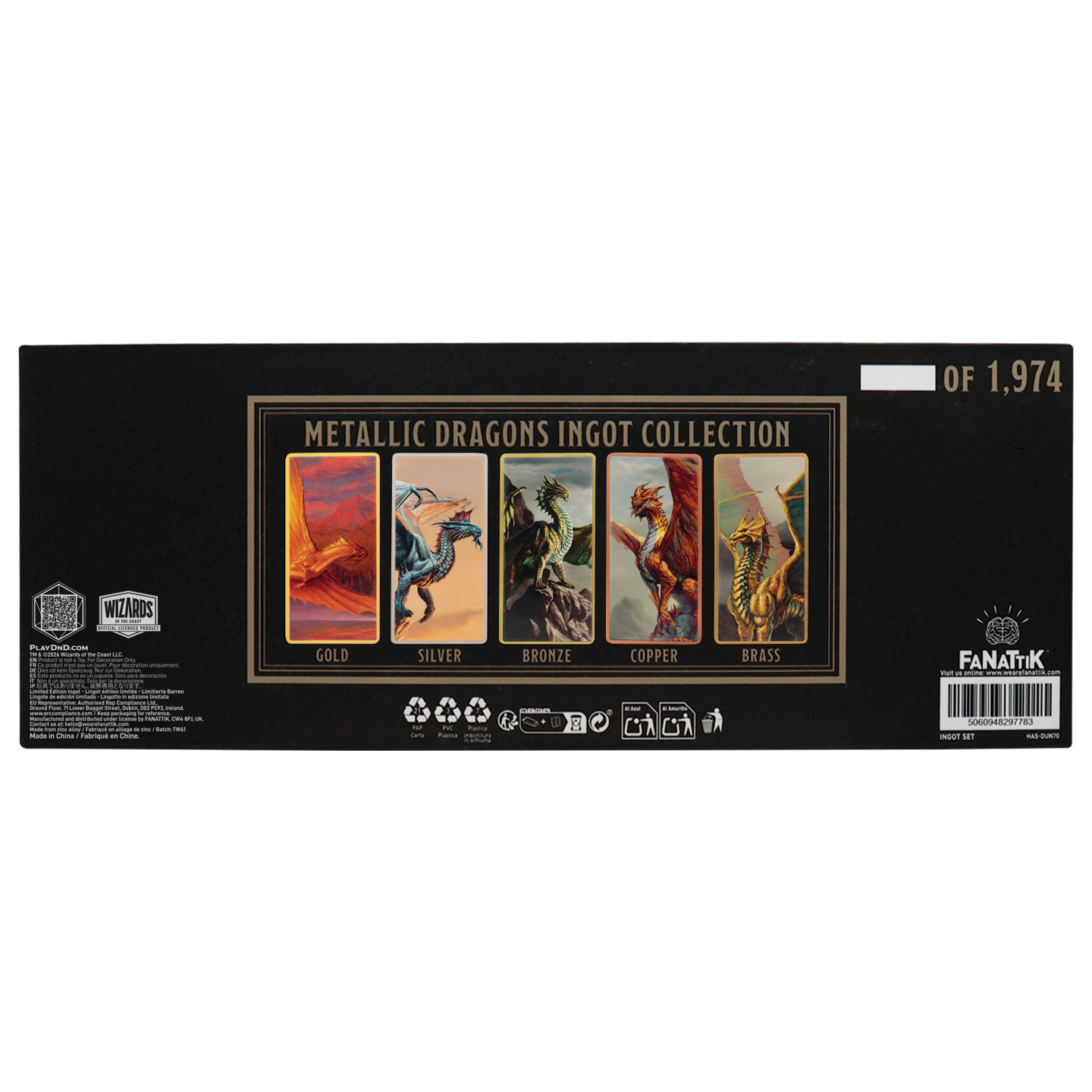 Fanattik Limited Edition Dungeons & Dragons - Metallic Dragons 5 Piece Ingot Set