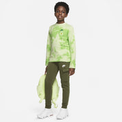 Kids Nike NSW HBR Crew Hoodie Green Tie-Dye Cotton Stretch Pullover GBO260