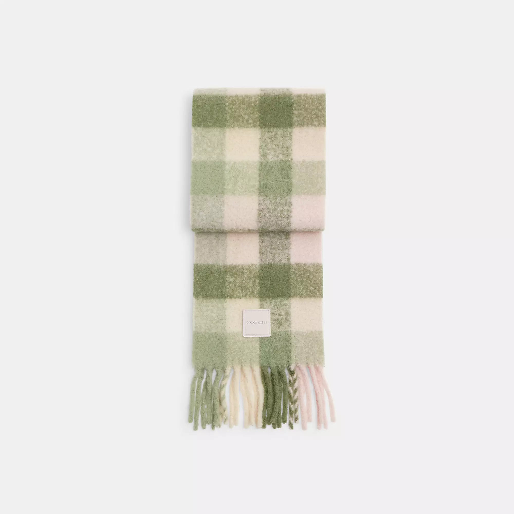 Coach Outlet Oversized Plaid Muffler With Rubber Patch