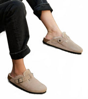 Women's Boston Suede Shearling Clogs In Taupe