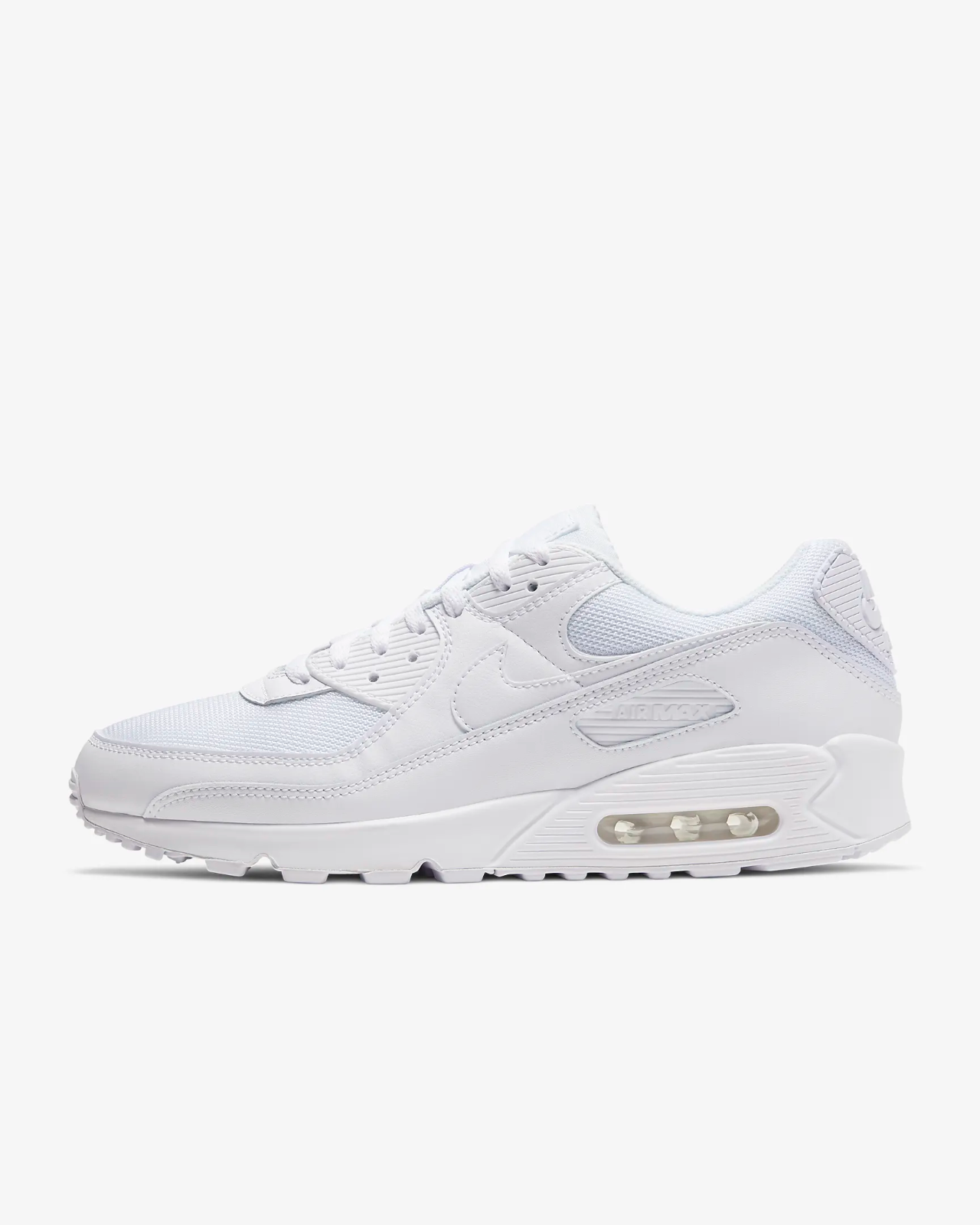 Men's Nike Air Max 90 CN8490-100 Sneaker White Leather Low Top Running Shoes