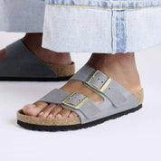Unisex Arizona Oiled Leather Sandal In Basalt Grey