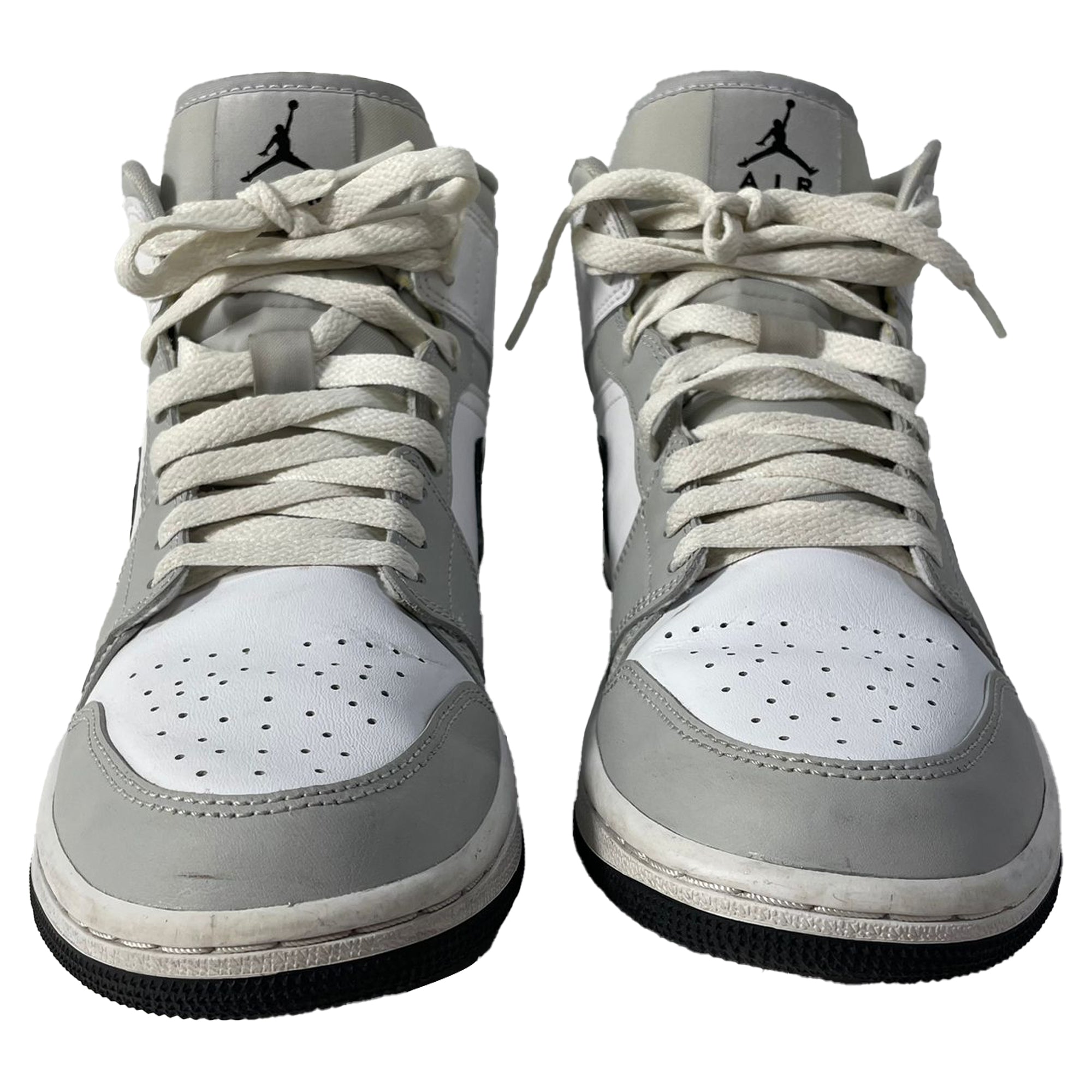 Nike Jordan 1 Mid Light Sneakers in Grey Leather