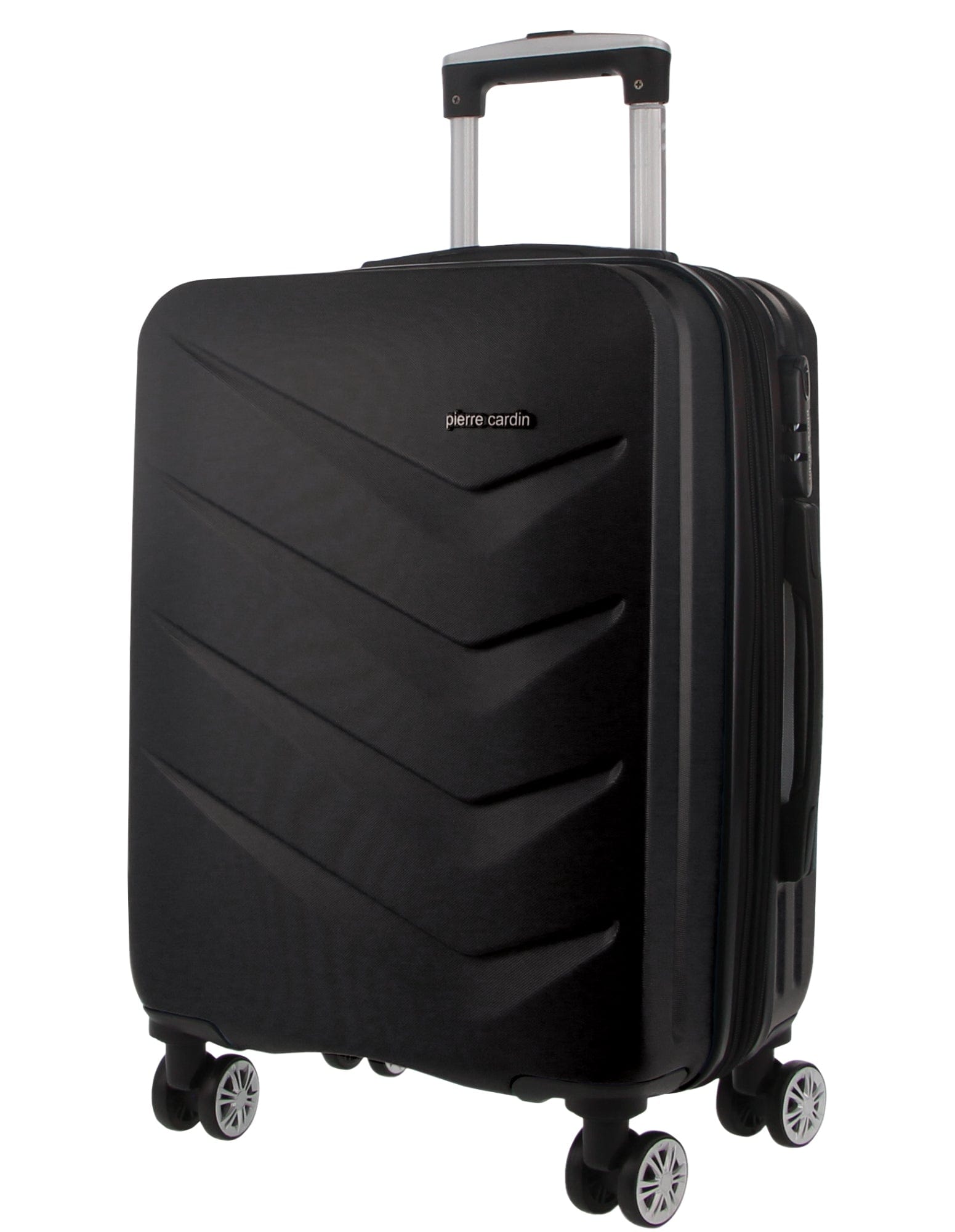 3pc Pierre Cardin Hard-Shell Suitcase Cabin Travel Luggage Set Black