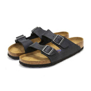 Women's Arizona Soft Footbed Sandals In Black Leather