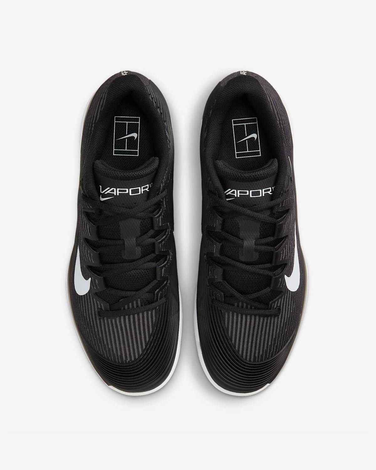 Men's Zoom Vapor 12 Hard Court Tennis Shoes In Black White On Smoke Grey