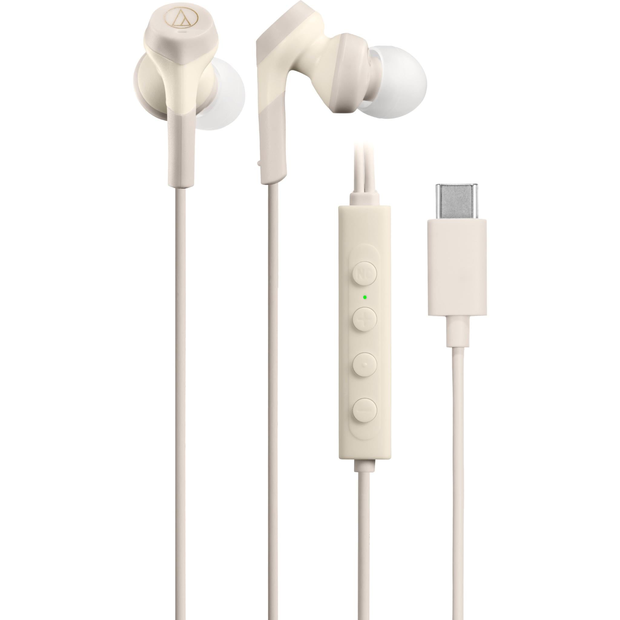 Audio-Technica USB-C Wired Noise Cancelling In-Ear Headphones (Beige)