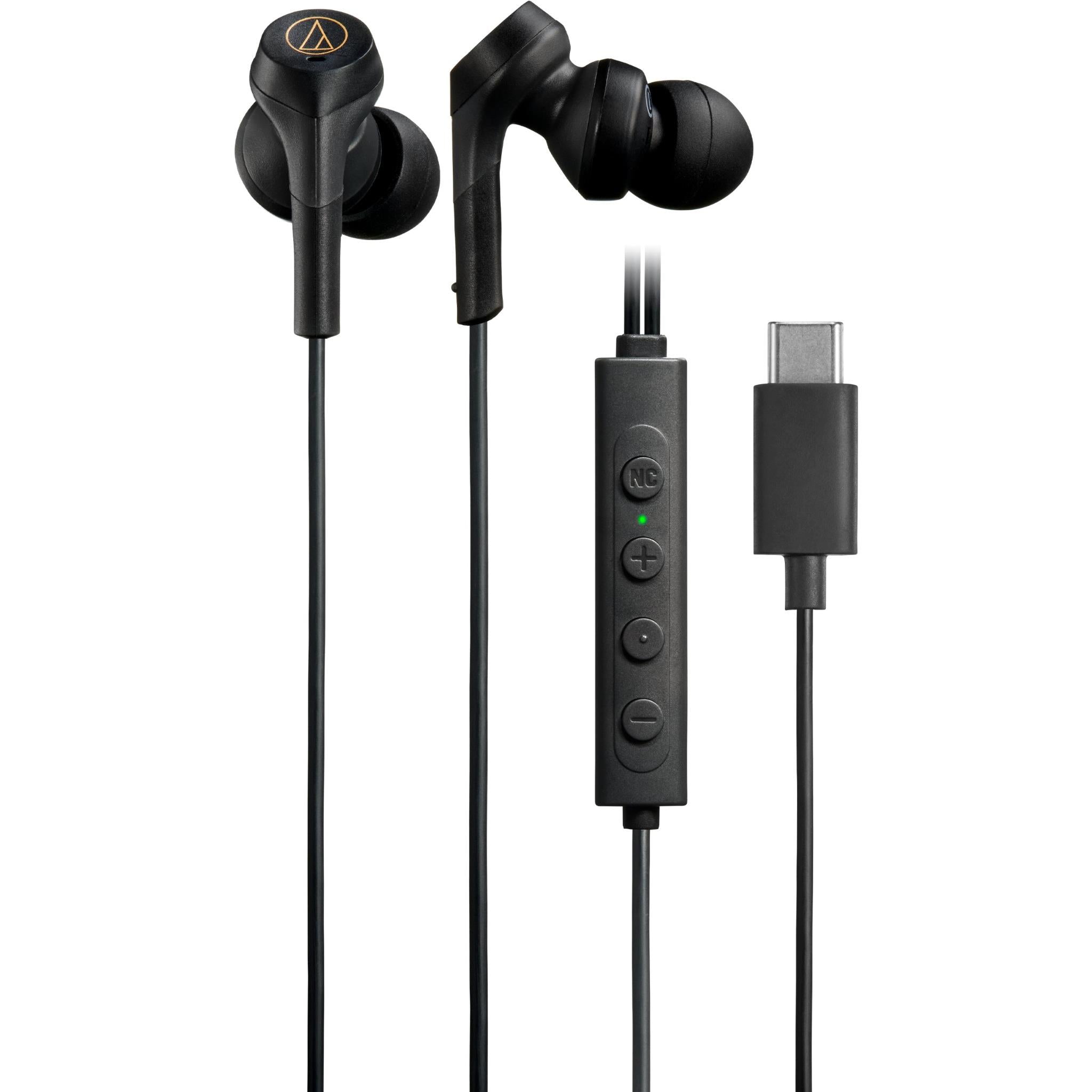 Audio-Technica USB-C Wired Noise Cancelling In-Ear Headphones (Black)