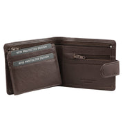 Milleni Men's Leather Tab Cash/Card RFID Protected Wallet 11x9.5cm Brown