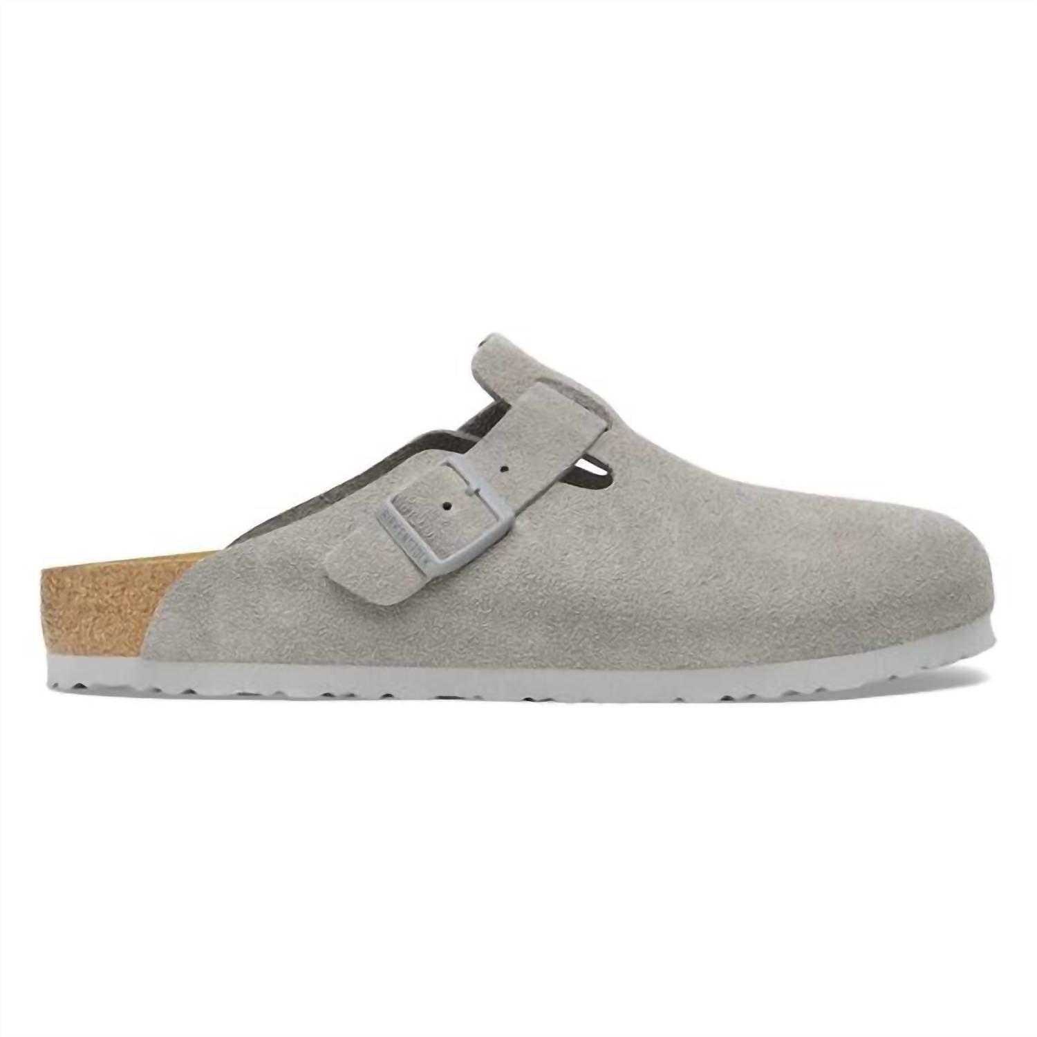 Women's Boston Clog In Stone Coin Suede