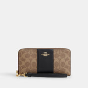 Coach Outlet Long Zip Around Wallet In Signature Canvas With Stripe