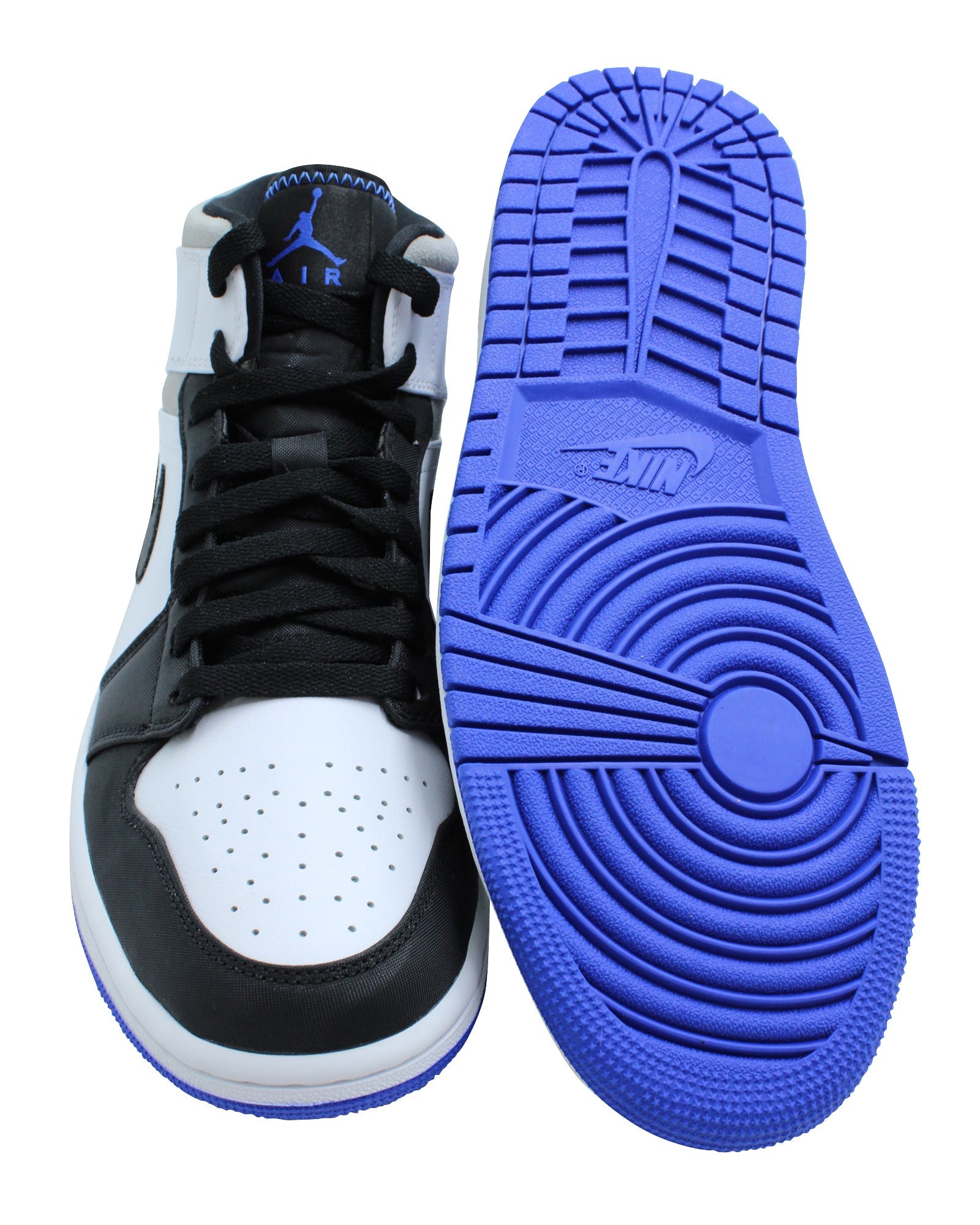 Nike Air Jordan 1 Mid SE in White Hyper and Royal Black Leather