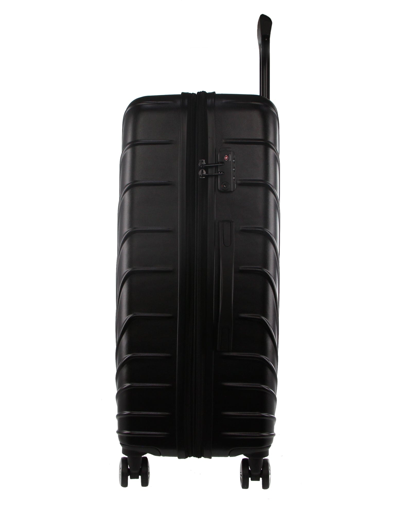 2pc Pierre Cardin Large Hard-Shell Suitcase & Cabin Set Luggage Tag Black