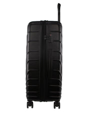 2pc Pierre Cardin Large Hard-Shell Suitcase & Cabin Set Luggage Tag Black