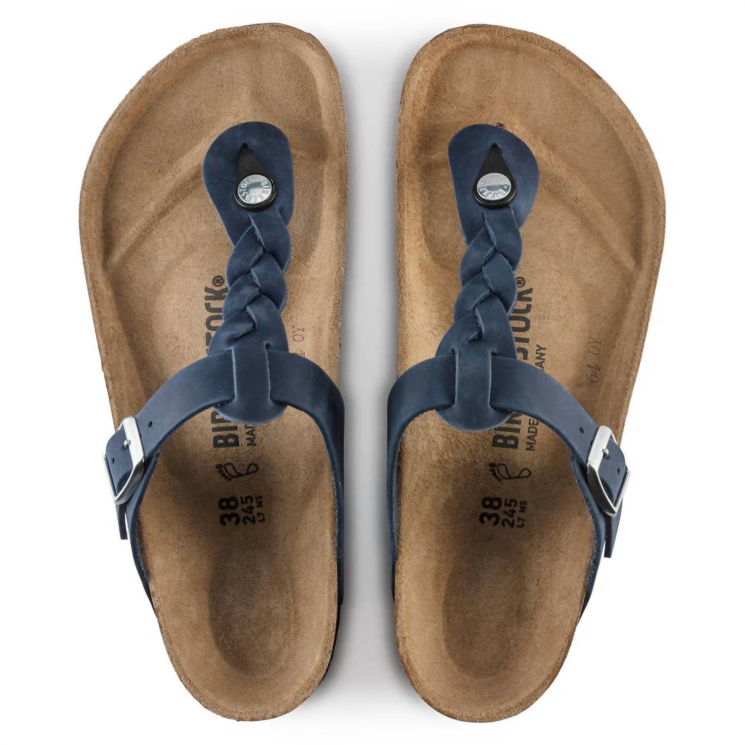 Women's Gizeh Braided Oiled Leather Sandal In Navy