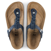 Women's Gizeh Braided Oiled Leather Sandal In Navy