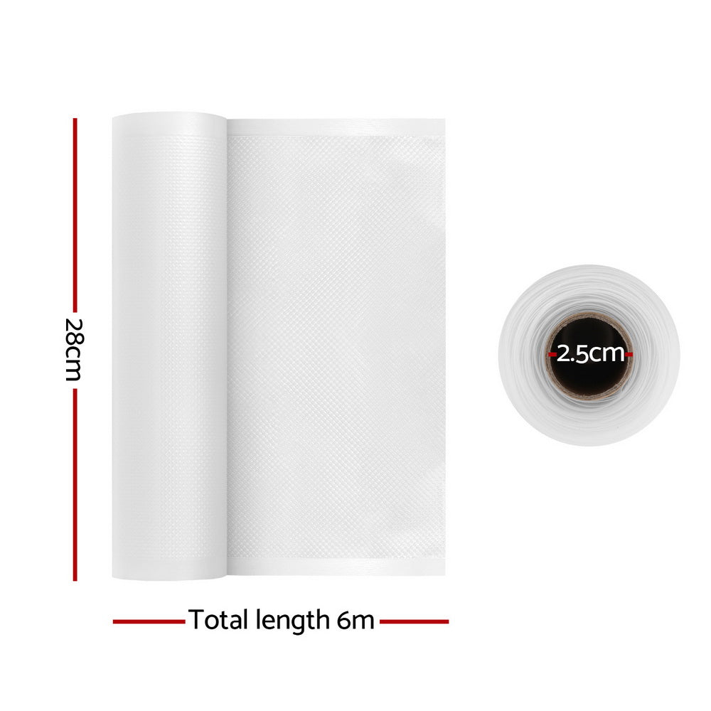 2 Rolls Food Vacuum Sealer Bags Storage Saver Heat Sealing Bag Pack 28CMX6M