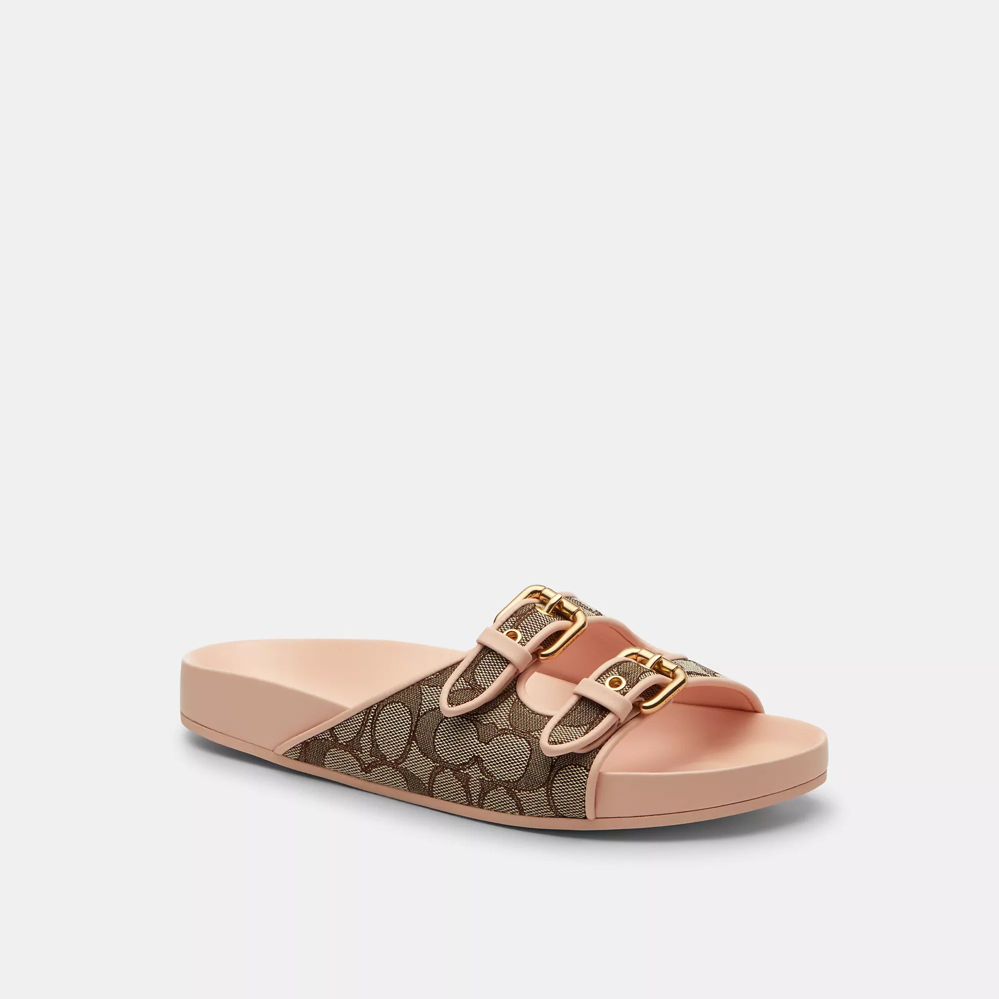 Coach Outlet Two Band Buckle Sandal In Signature Jacquard