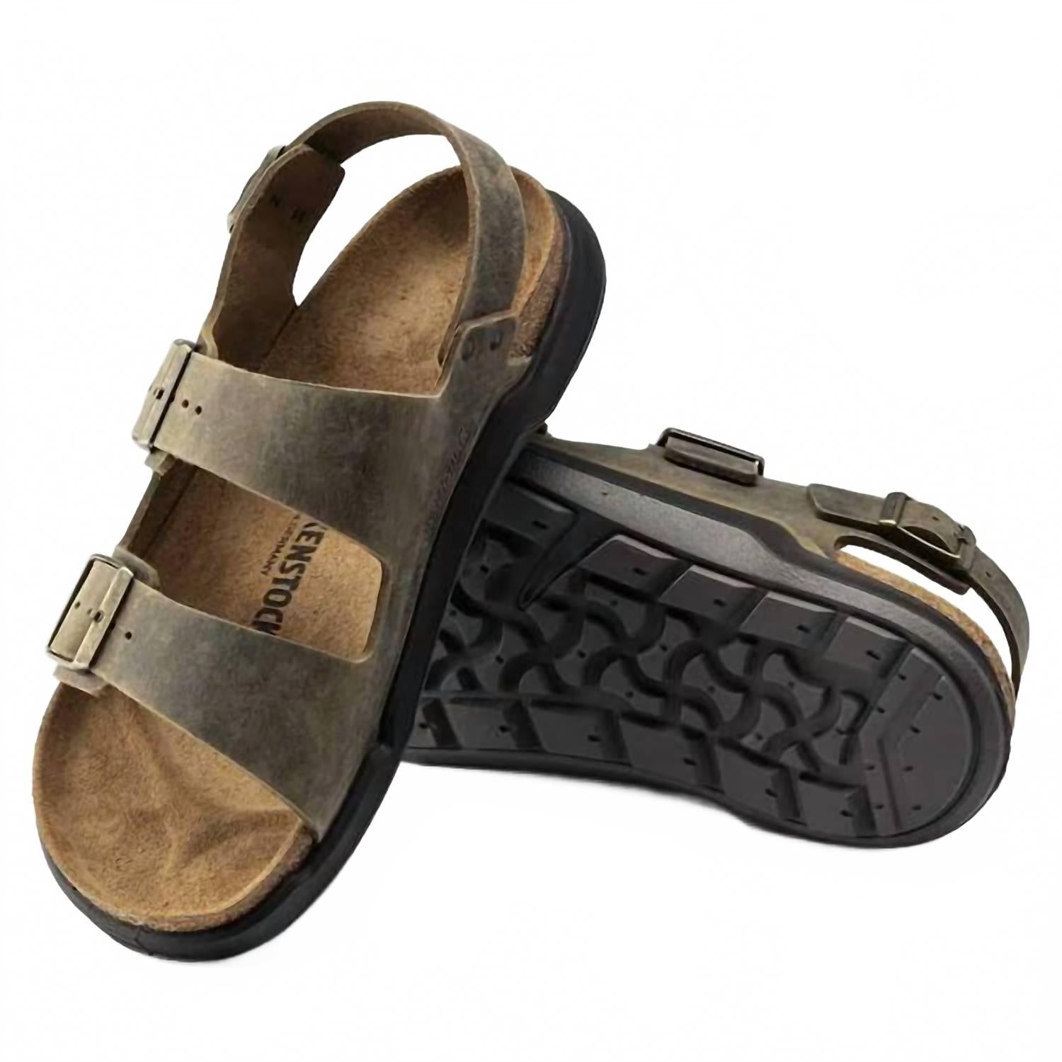 Men's Milano Crosstown Oiled Leather Sandal In Faded Khaki