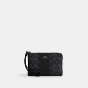 Coach Outlet Corner Zip Wristlet In Signature Canvas With Stripe