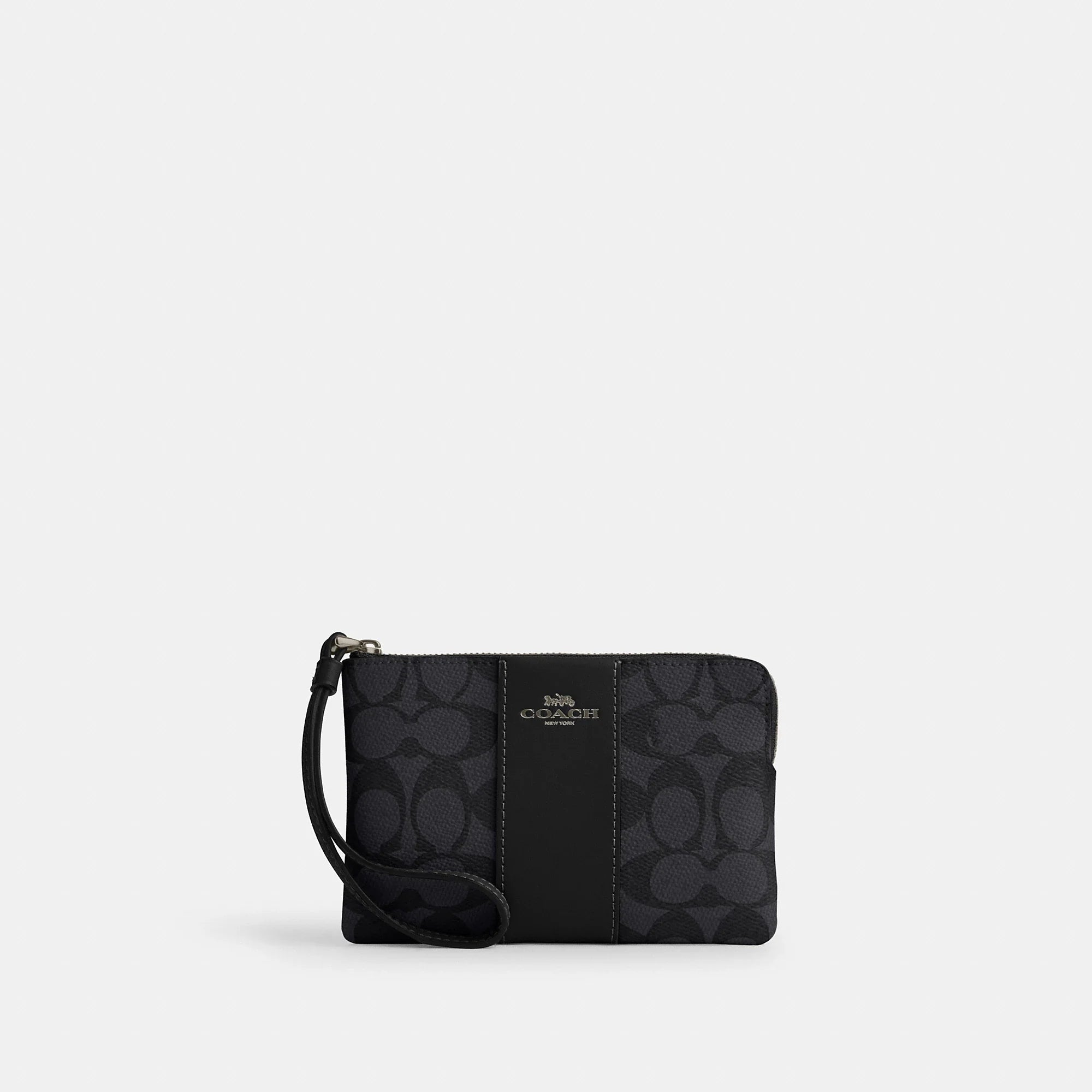Coach Outlet Corner Zip Wristlet In Signature Canvas With Stripe