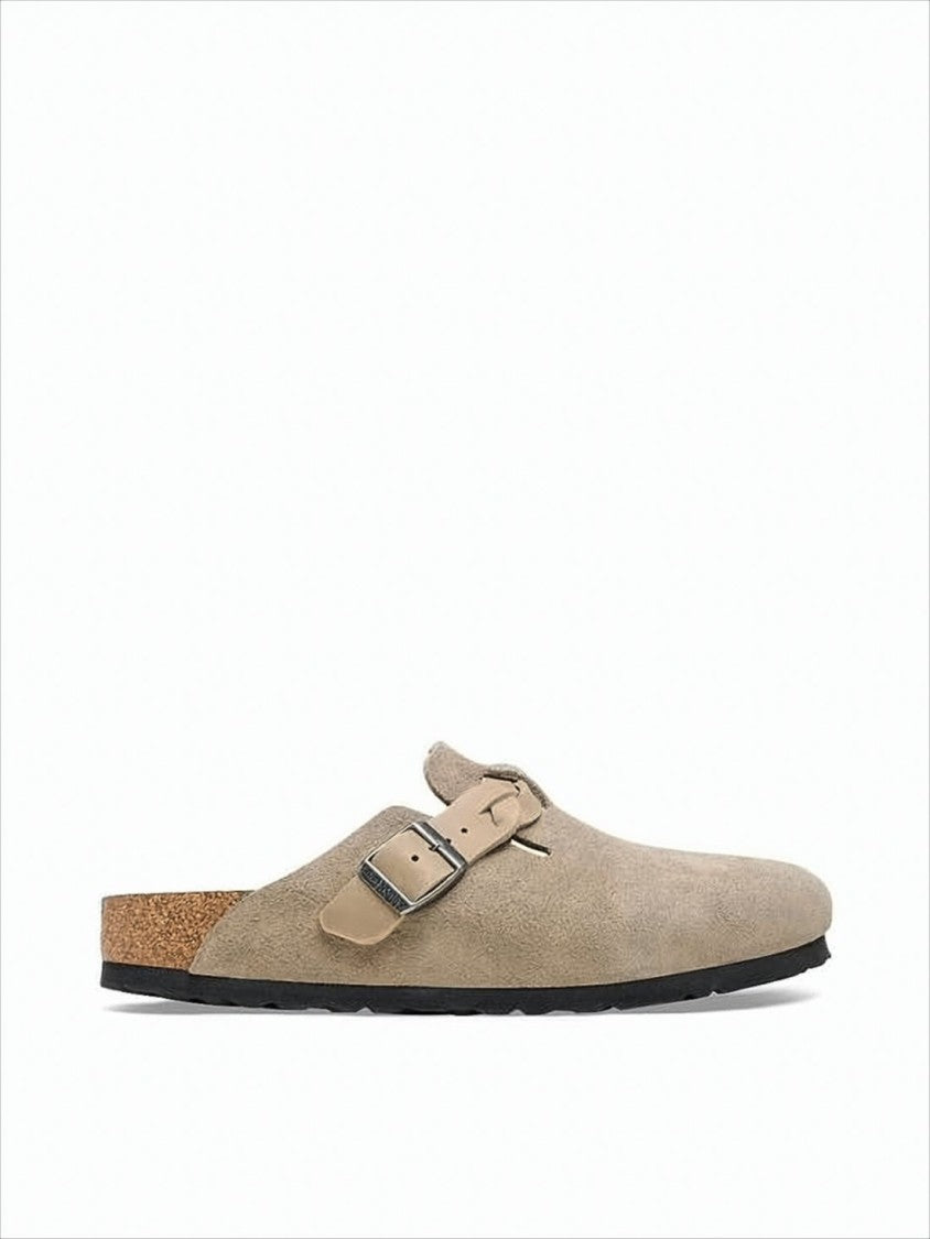 Soft Suede Mule with Adjustable Leather Strap