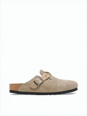 Soft Suede Mule with Adjustable Leather Strap