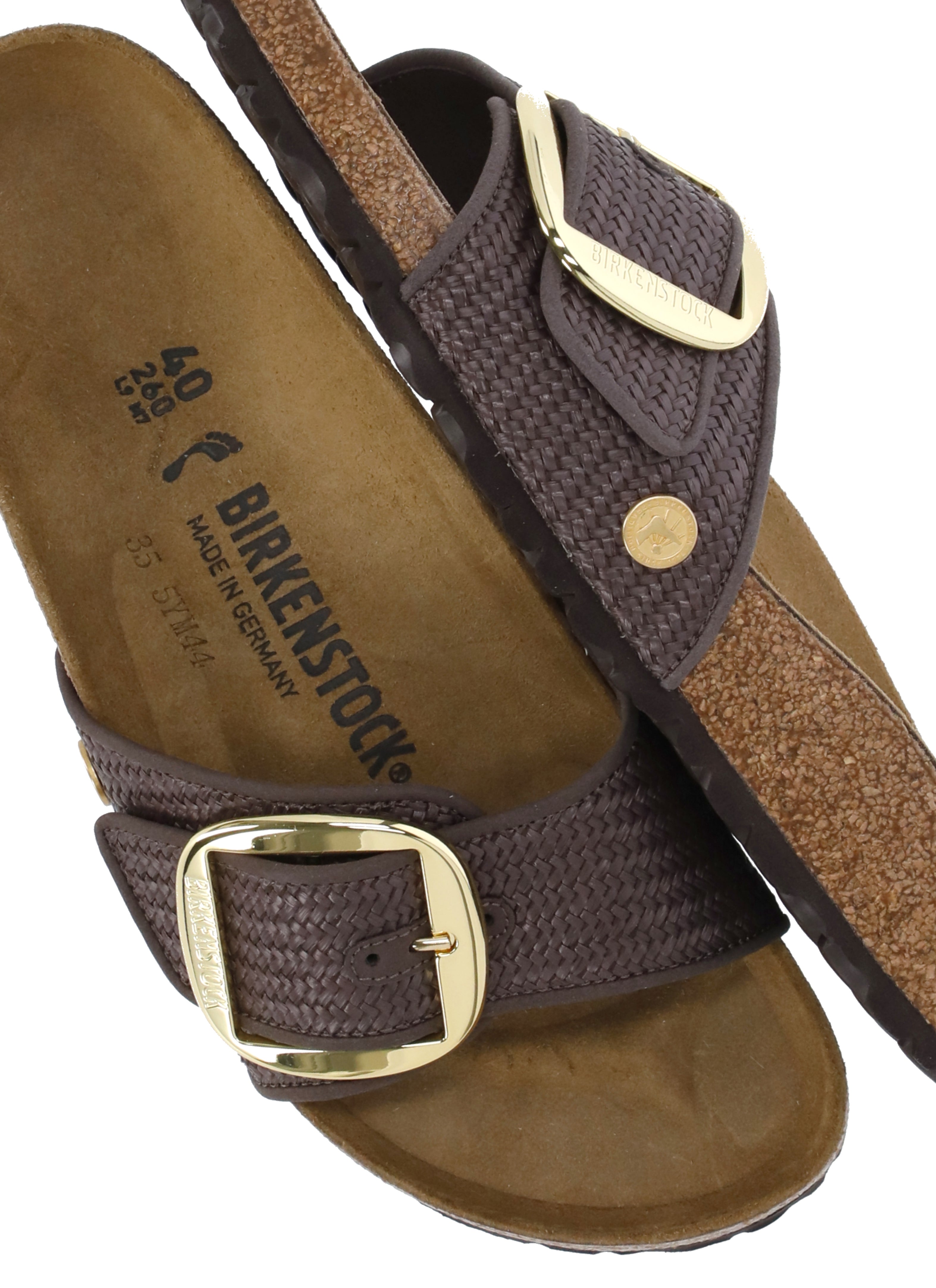 Brown Madrid Big Buckle Raffia Sandals