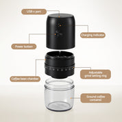 Devanti Portable Electric Coffee Grinder USB-C Rechargeable Spice Mill with 40 Settings Home Office