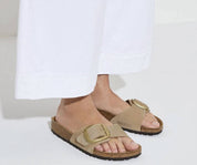Women's Madrid Big Buckle Nubuck Leather Sandals In Sandcastle