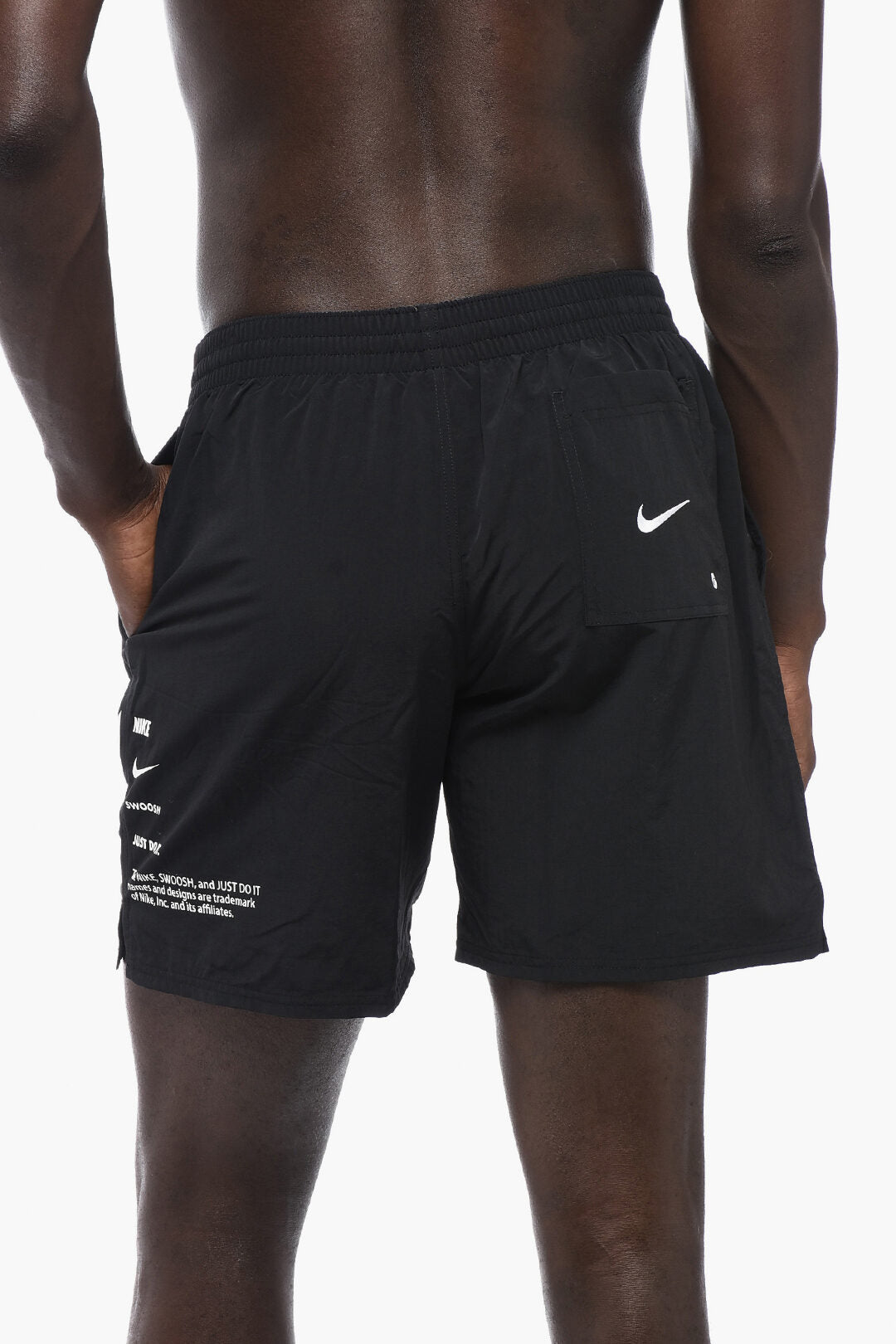 Nylon Boxer Swim Shorts with Printed Logo