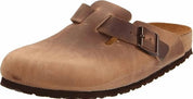 Men's Boston Suede Clogs In Brown Oiled Leather