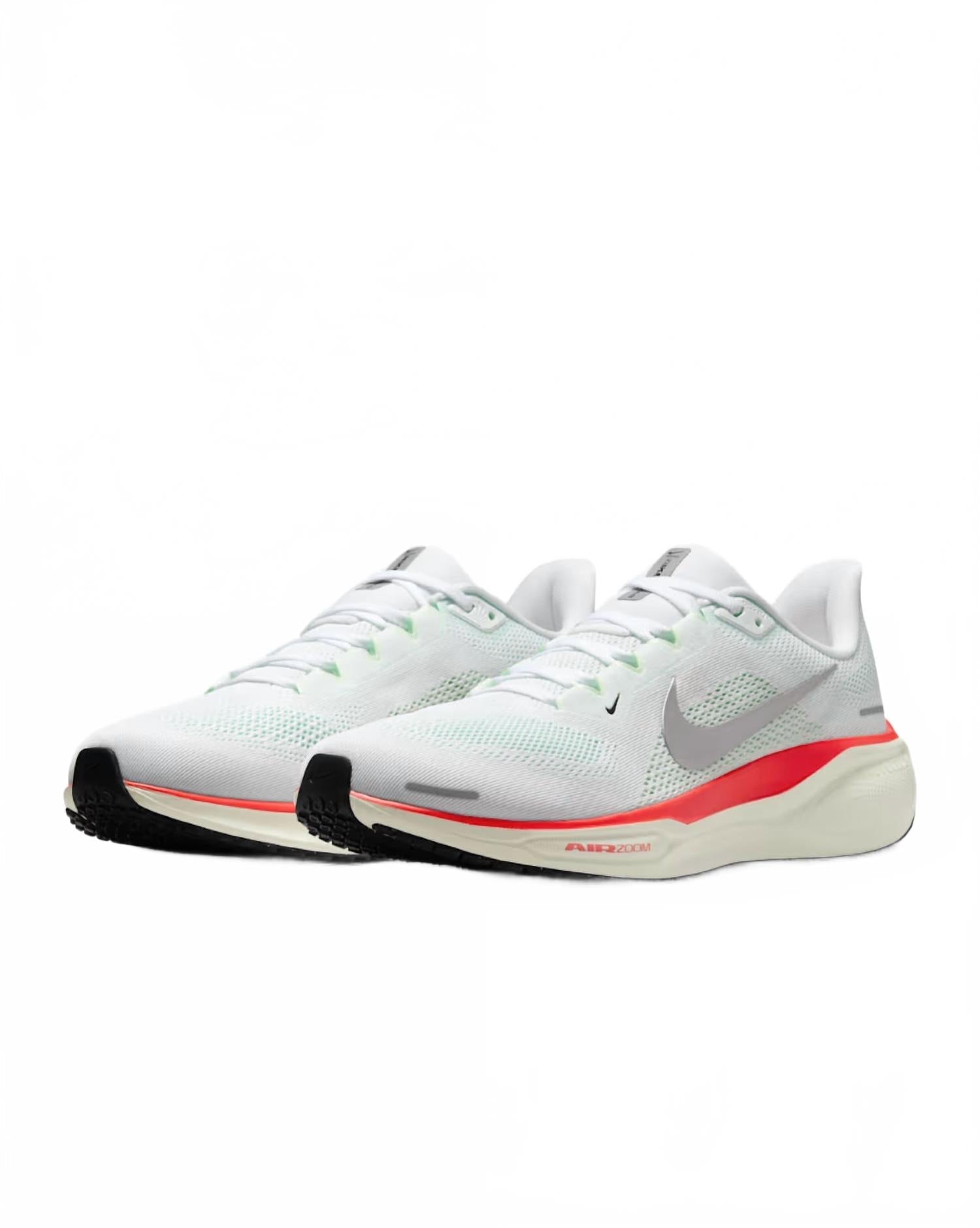 Men’S Air Zoom Pegasus 41 Shoe In White/barely Green/bright Crimson/metallic Silver