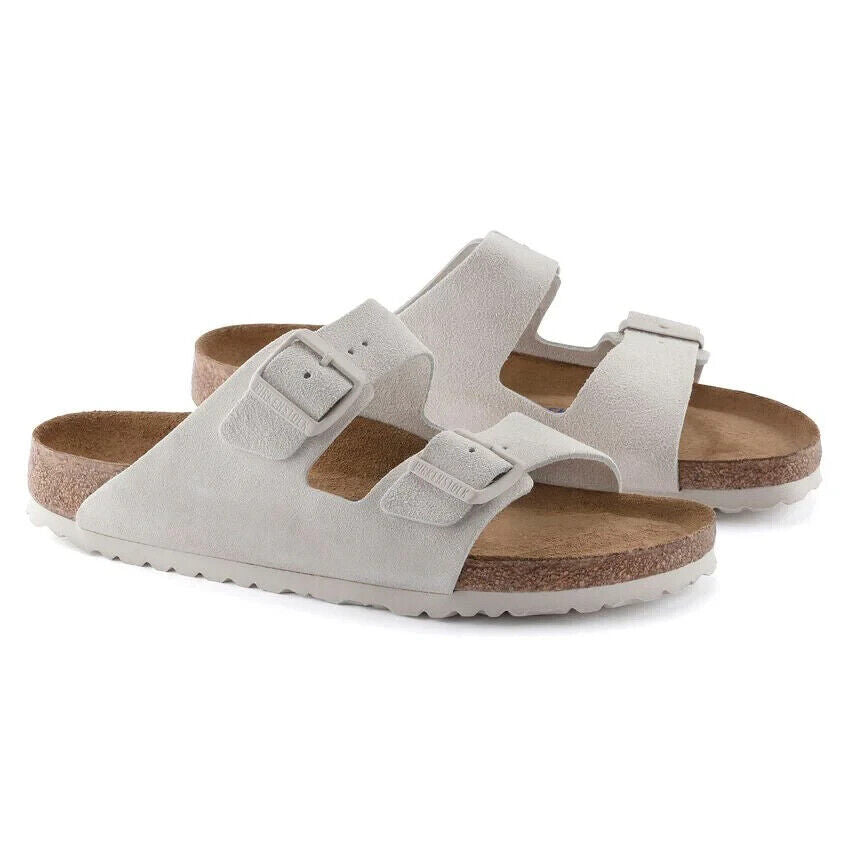 Men's Birkenstock Arizona 1024554-100 Sandal US 7-7.5 White Suede Slip-On ZPO336 (White,7-7.5)