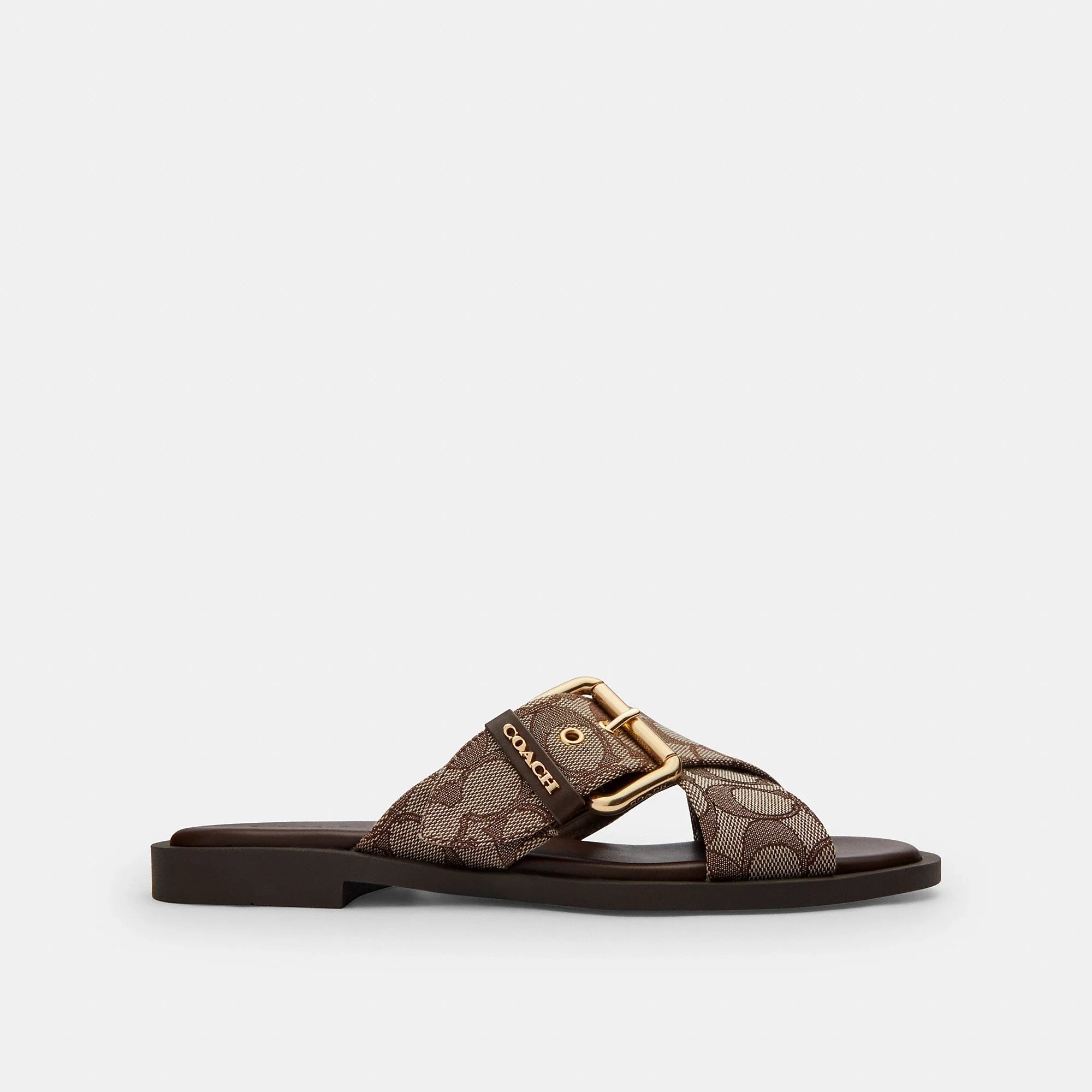 Coach Outlet Crisscross Buckle Sandal In Signature Jacquard