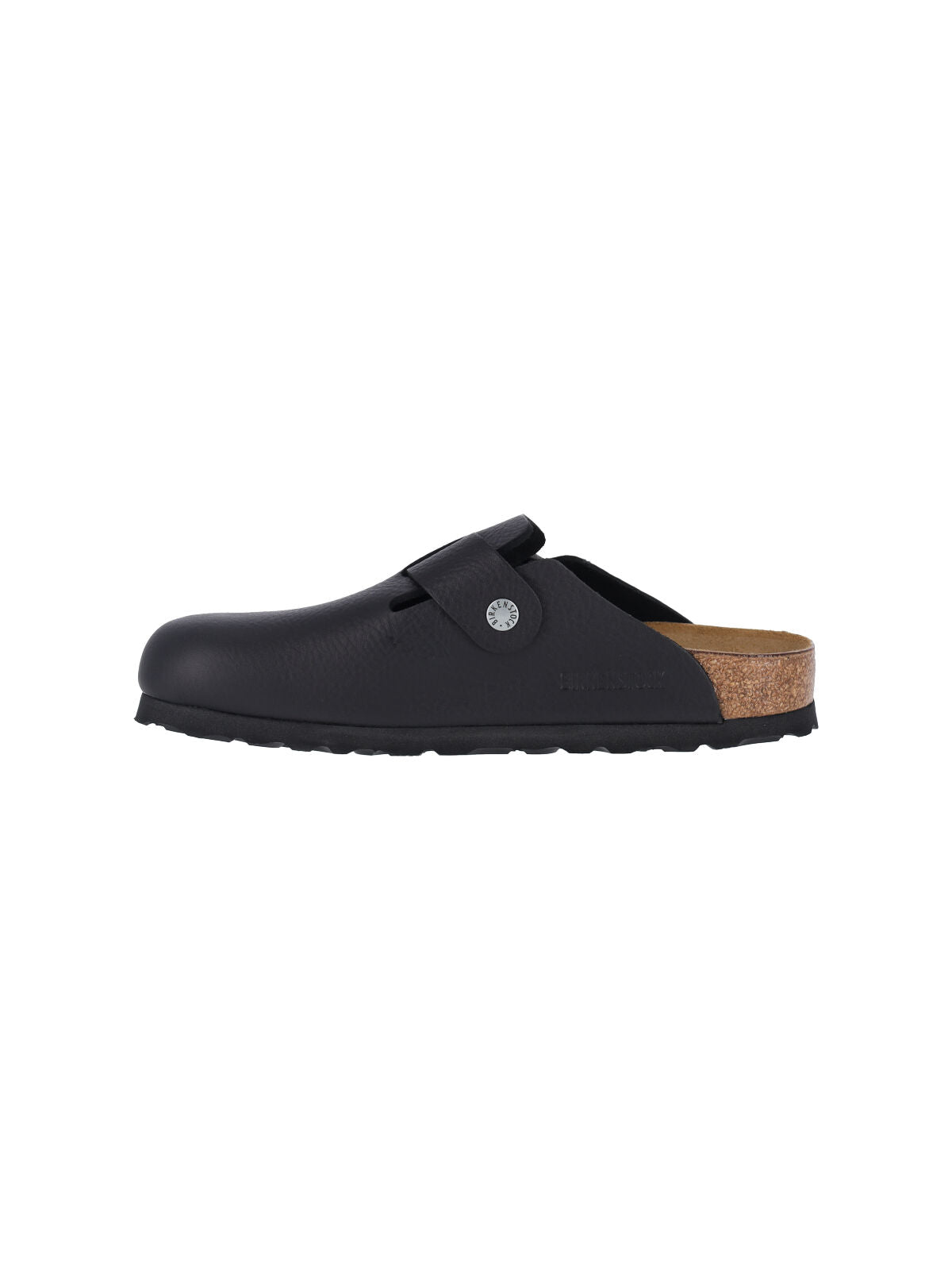 Slip-On Mules with Rounded Toe and Metal Buckle Detail