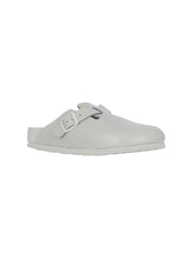 "Boston" Grey Leather Mules